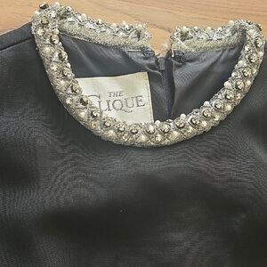 Vintage ,The Clique Black Vintage Dress with Embellished Collar